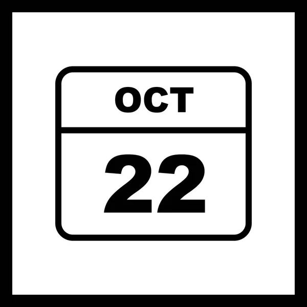 October 22nd Date on a Single Day Calendar — Stock Photo, Image