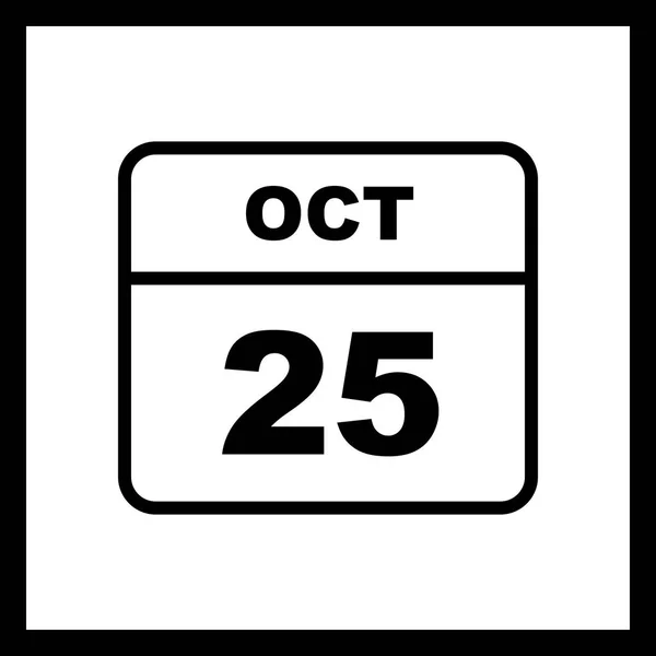 October 25th Date on a Single Day Calendar — Stock Photo, Image