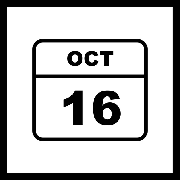 16 octobre Date sur un calendrier d'un seul jour — Photo