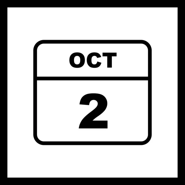 2ο Οκτωβρίου ημερομηνία σε ημερολόγιο μίας ημέρας — Φωτογραφία Αρχείου