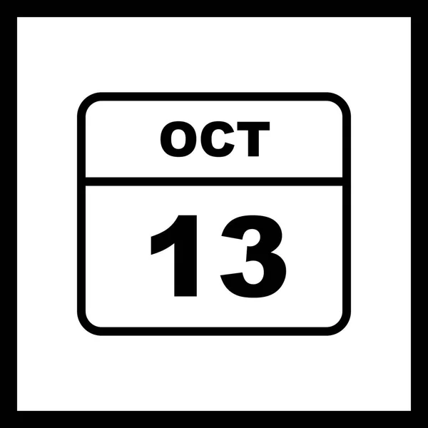 13 oktober datum op een enkele dag kalender — Stockfoto