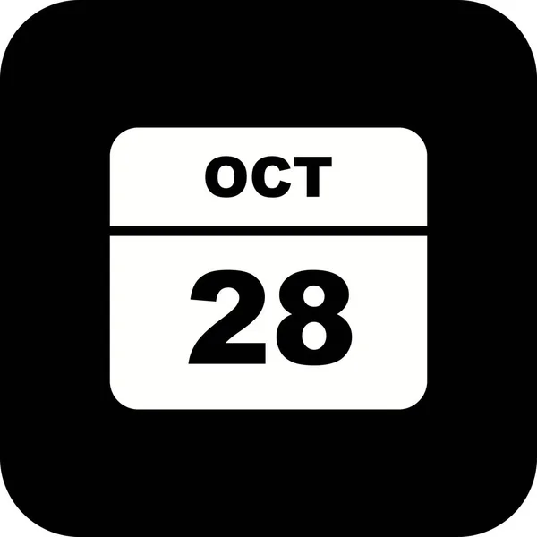 28. Oktober Datum an einem einzigen Tag Kalender — Stockfoto