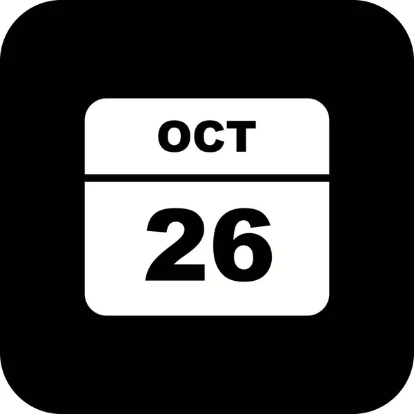 26 de octubre Fecha en un calendario de un solo día — Foto de Stock