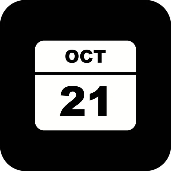 21ο Οκτωβρίου ημερομηνία σε ημερολόγιο μίας ημέρας — Φωτογραφία Αρχείου