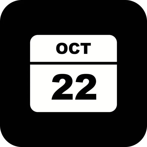 22 Ekim Tarih tek günlük takvim — Stok fotoğraf
