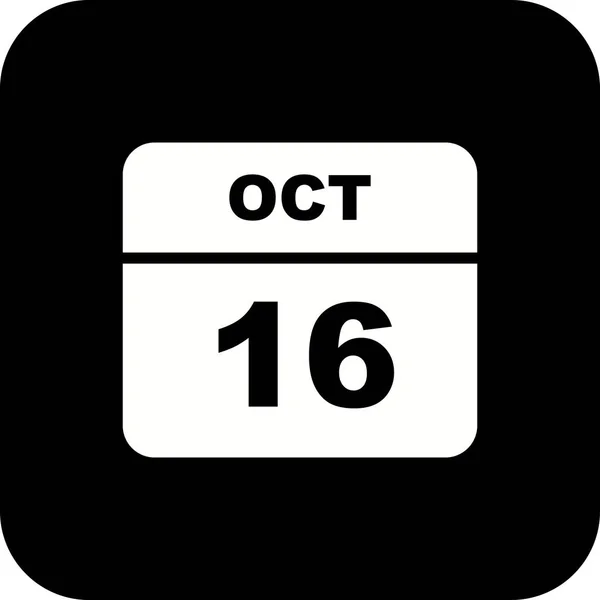 16 oktober datum op een enkele dag kalender — Stockfoto