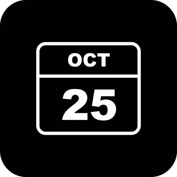 25 oktober datum op een enkele dag kalender — Stockfoto