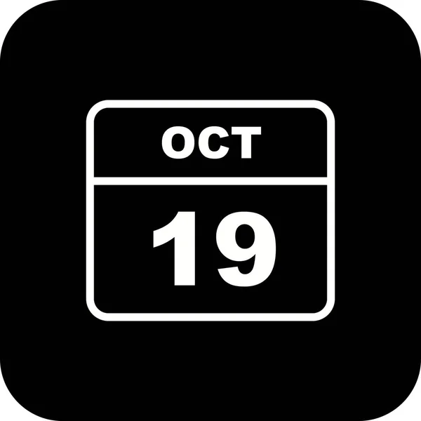 19 октября Дата в календаре одного дня — стоковое фото