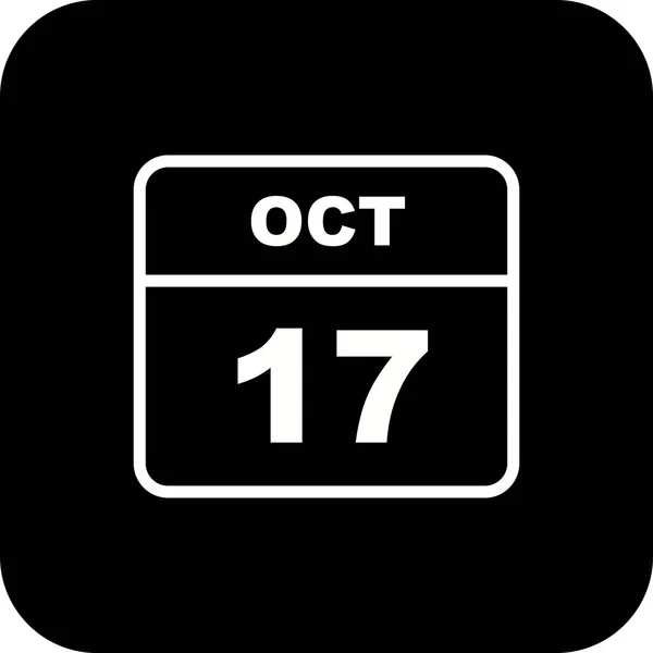 10 월 17 일 하루 달력에 날짜 — 스톡 사진