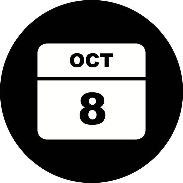 Október 8. dátum egy egynapos naptárban — Stock Fotó