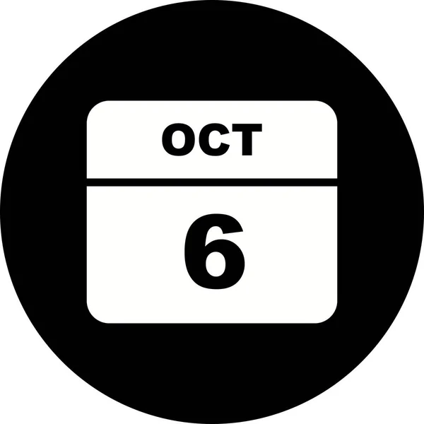 October 6th Date on a Single Day Calendar — Stock Photo, Image