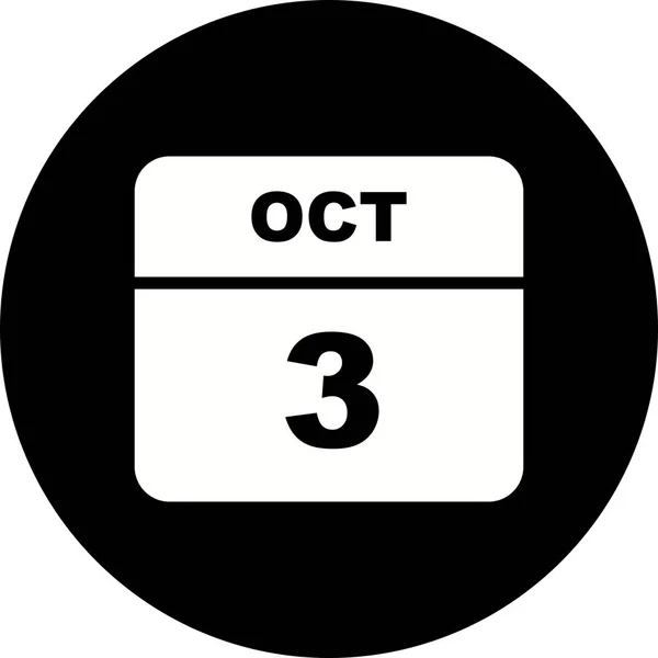 3 octobre Date sur un calendrier d'un seul jour — Photo