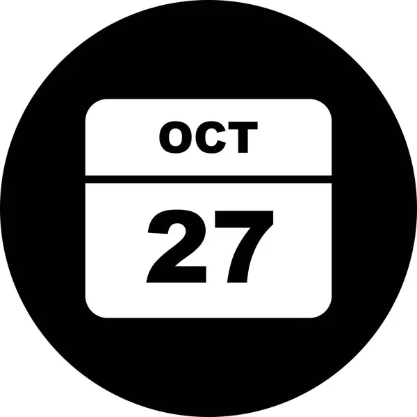27th Οκτωβρίου ημερομηνία σε ημερολόγιο μίας ημέρας — Φωτογραφία Αρχείου