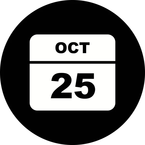25 de outubro Data em um calendário único dia — Fotografia de Stock