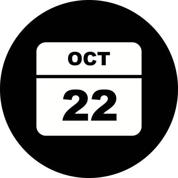 October 22nd Date on a Single Day Calendar — Stock Photo, Image