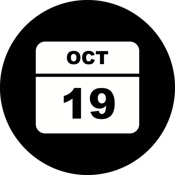 19 oktober datum op een enkele dag kalender — Stockfoto