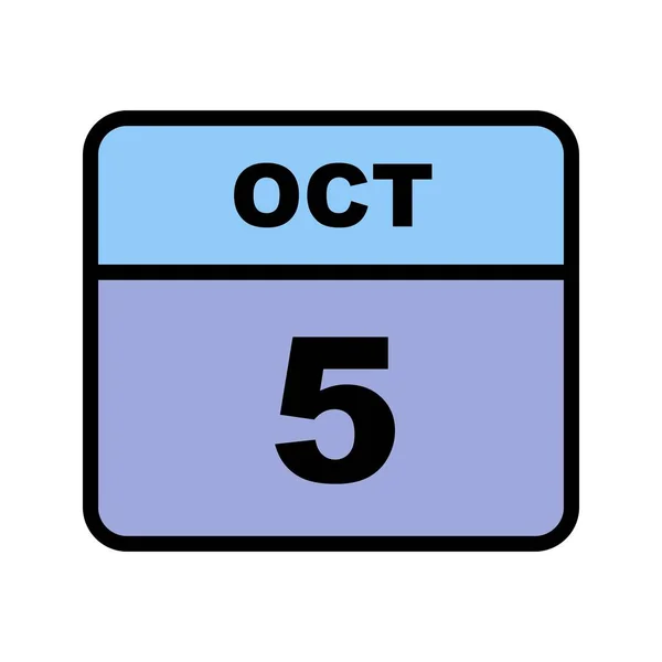 10月5日单日日历上的日期 — 图库照片