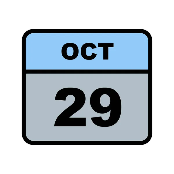 29th Οκτωβρίου ημερομηνία σε ημερολόγιο μίας ημέρας — Φωτογραφία Αρχείου