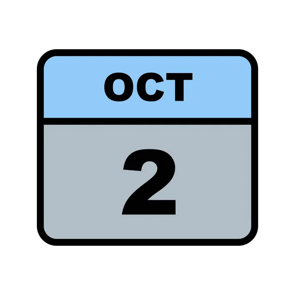 October 2nd Date on a Single Day Calendar — Stock Photo, Image