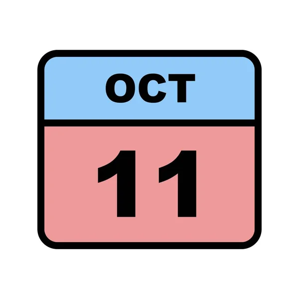 11 octobre Date sur un calendrier d'un seul jour — Photo