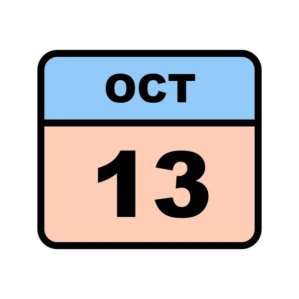 13 oktober datum op een enkele dag kalender — Stockfoto