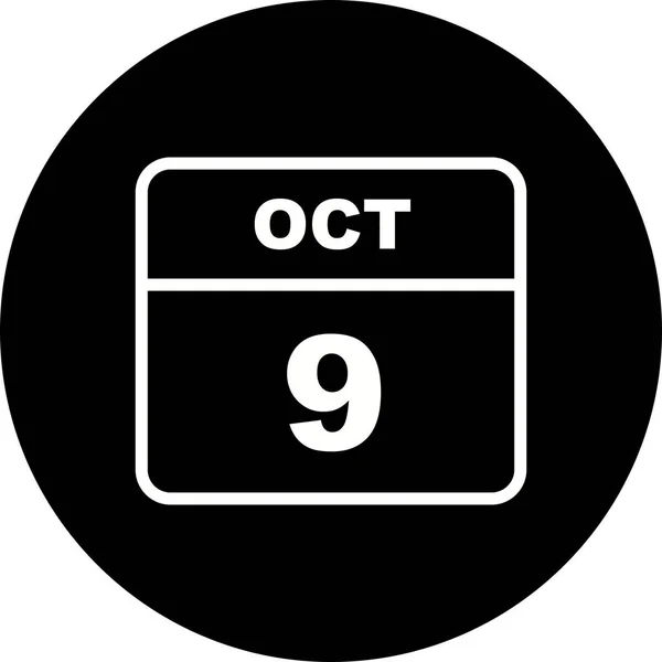 October 9th Date on a Single Day Calendar — Stock Photo, Image