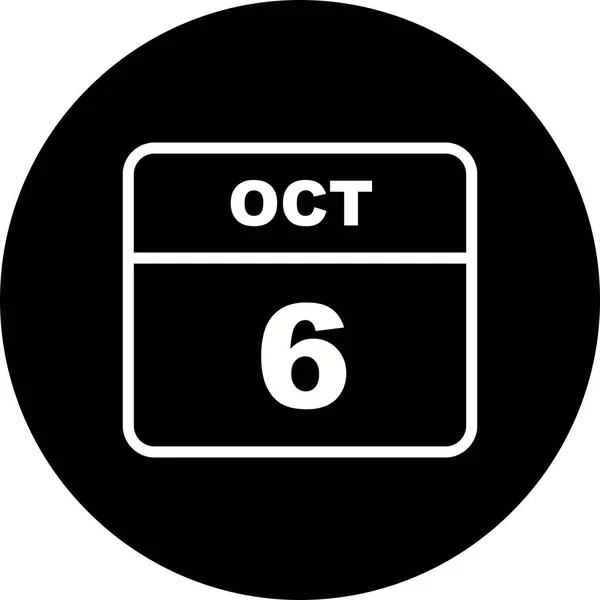 October 6th Date on a Single Day Calendar — Stock Photo, Image