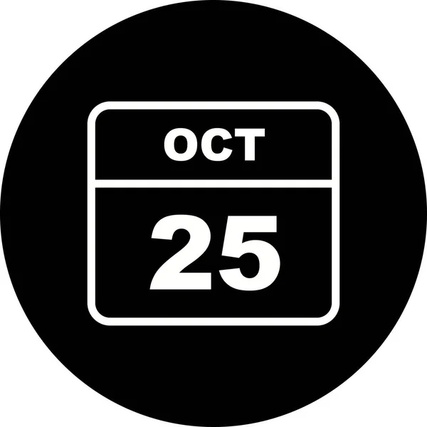 25. Oktober Datum an einem einzigen Tag Kalender — Stockfoto