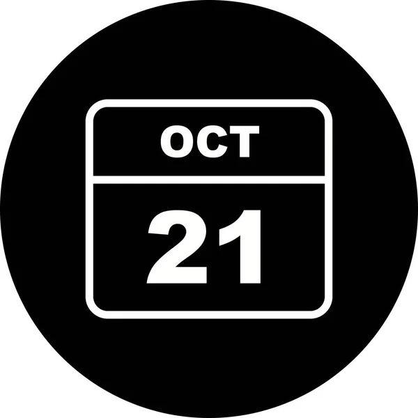 21 Ekim Tarih tek günlük takvim — Stok fotoğraf