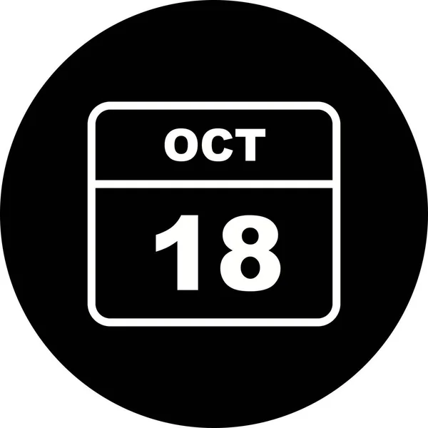 18 octobre Date sur un calendrier d'un seul jour — Photo