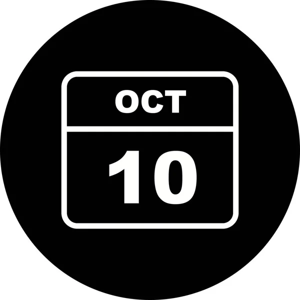 10. Oktober Datum an einem einzigen Tag Kalender — Stockfoto