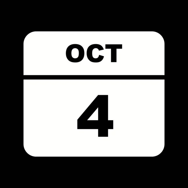 October 4th Date on a Single Day Calendar — Stock Photo, Image