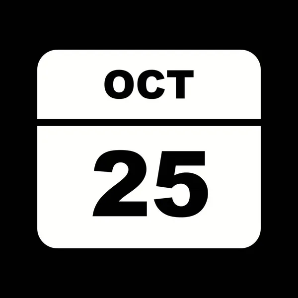 October 25th Date on a Single Day Calendar — Stock Photo, Image