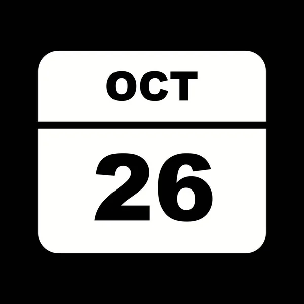 October 26th Date on a Single Day Calendar — Stock Photo, Image