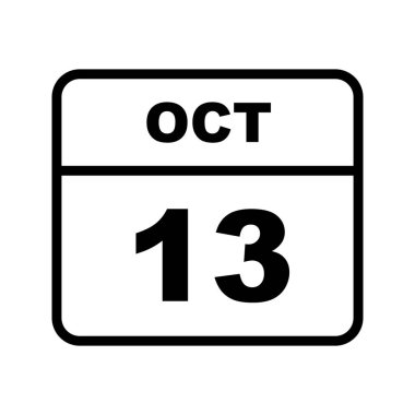 13 Ekim Tarih tek günlük takvim