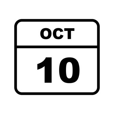 Ekim 10 tarih tek bir gün takvimi