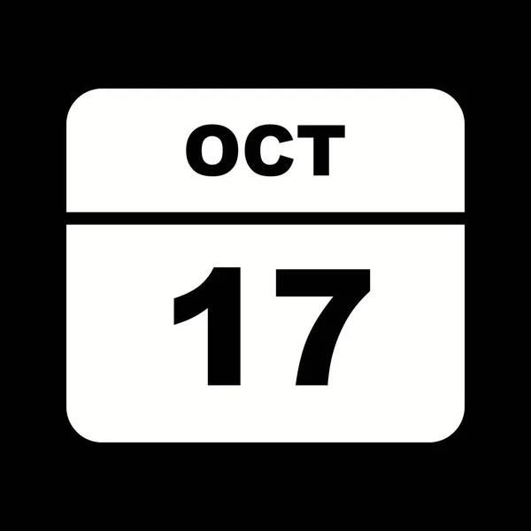 17. Oktober Datum an einem einzigen Tag Kalender — Stockfoto