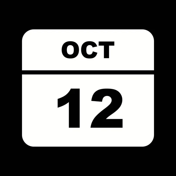 12 oktober datum op een enkele dag kalender — Stockfoto