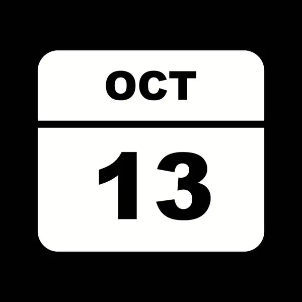 13th Οκτωβρίου ημερομηνία σε ένα ημερολόγιο — Φωτογραφία Αρχείου