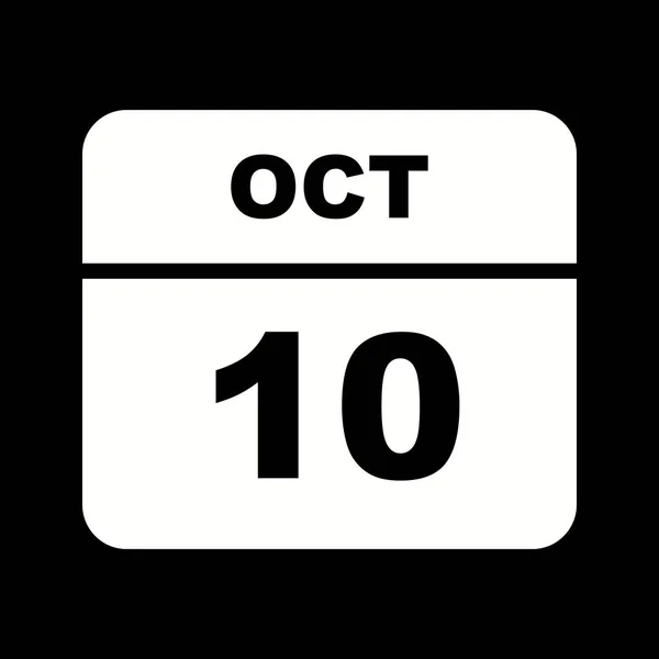 10 oktober datum op een enkele dag kalender — Stockfoto