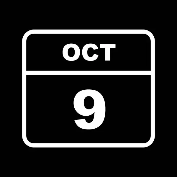 9th Οκτωβρίου ημερομηνία σε ημερολόγιο μίας ημέρας — Φωτογραφία Αρχείου