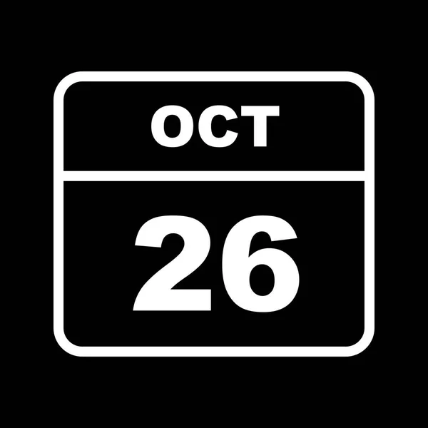 26th Οκτωβρίου ημερομηνία σε ημερολόγιο μίας ημέρας — Φωτογραφία Αρχείου