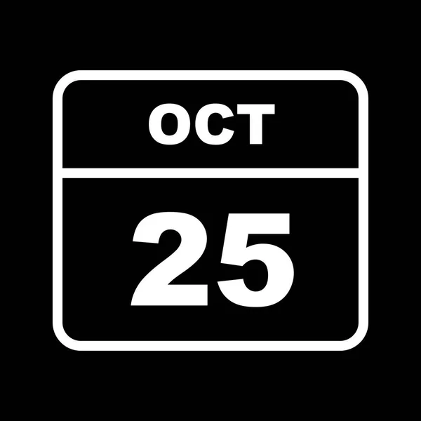 Дата 25 октября в календаре одного дня — стоковое фото