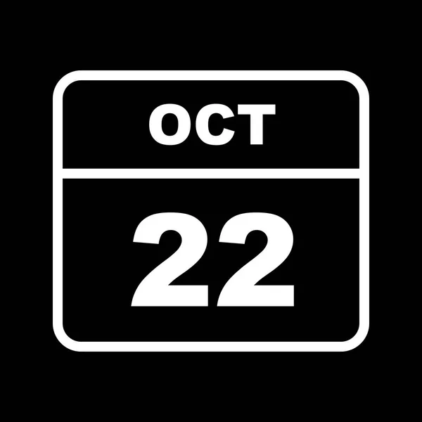 Дата 22 октября в календаре одного дня — стоковое фото