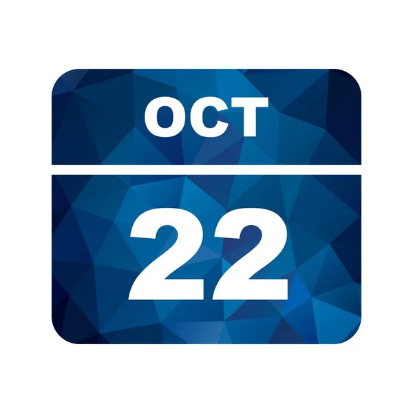 22 de outubro Data em um calendário único dia — Fotografia de Stock