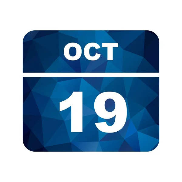 19 de outubro Data em um calendário único dia — Fotografia de Stock