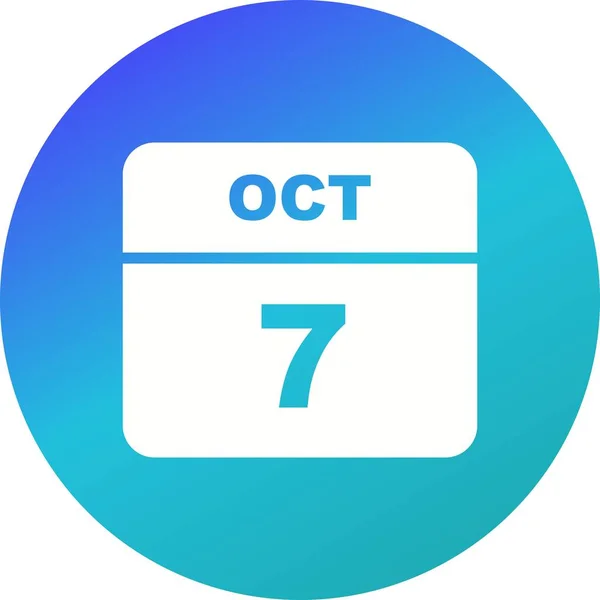 7. Oktober Datum an einem einzigen Tag Kalender — Stockfoto