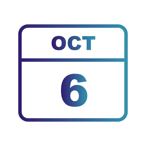 06 de outubro Data em um calendário de um único dia — Fotografia de Stock
