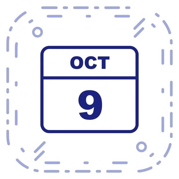 October 9th Date on a Single Day Calendar — Stock Photo, Image