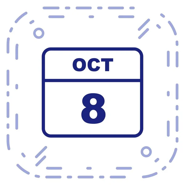 October 8th Date on a Single Day Calendar — Stock Photo, Image